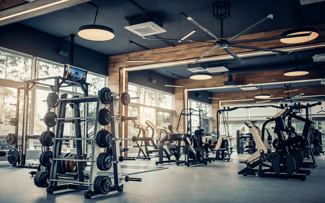 Gym with weights and cardio equipment